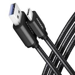 AXAGON USB kabel USB 3.2 Gen1 USB-C ® zástrčka, USB-A zástrčka 10 cm černá pozlacené kontakty BUCM3-AM10AB