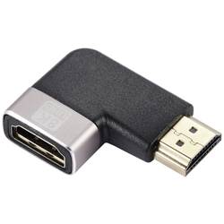 SpeaKa Professional SP-11302008 HDMI adaptér [1x HDMI zástrčka - 1x HDMI zásuvka] černá, stříbrná UHD 8K @ 60 Hz, UHD 4K @ 120 Hz 90° zatočeno doleva