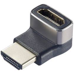 SpeaKa Professional SP-11302012 HDMI adaptér [1x HDMI zástrčka - 1x HDMI zásuvka] černá, stříbrná UHD 8K @ 60 Hz, UHD 4K @ 120 Hz 90° zatočeno nahoru