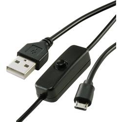 Renkforce Napájecí kabel Raspberry Pi, BBC micro:bit [1x USB 2.0 zástrčka A - 1x micro USB 2.0 zástrčka B] 1.00 m černá vč. vypínače