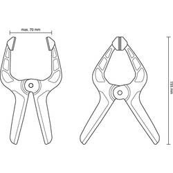 TOOLCRAFT 1611468 Pružinová svěrka 70 mm 10 kg Délka vyložení:70 mm