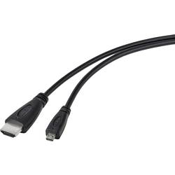 TRU COMPONENTS HDMI kabel Zástrčka HDMI-A, Zástrčka HDMI Micro-D 1.80 m černá TC-9449896 HDMI kabel