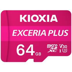 Kioxia EXCERIA PLUS paměťová karta microSDXC 64 GB A1 Application Performance Class, UHS-I, v30 Video Speed Class výkonnostní standard A1, nárazuvzdorné,