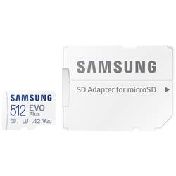 Samsung EVO Plus paměťová karta SDXC 512 GB Class 10, Class 10 UHS-I, UHS-I, v30 Video Speed Class výkonnostní standard A2, vč. SD adaptéru, nárazuvzdorné