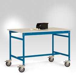 Manuflex LB4036.5007 ESD Odkládací stolek ESD ZÁKLADNÍ mobilní s plastovým stolní deska v briliantově modrá RAL 5007, Šxhxv: 1250 x 600 x 856 mm brilantní