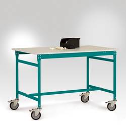 Manuflex LB4036.5021 ESD Odkládací stolek ESD ZÁKLADNÍ mobilní s plastovým stolní deska ve vodní modrá RAL 5021, Šxhxv: 1250 x 600 x 856 mm vodní modrá