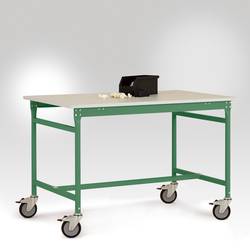 Manuflex LB4033.6011 ESD Odkládací stolek ESD ZÁKLADNÍ mobilně se kaučuk stolní deska v rezedově zelená RAL 6011, Šxhxv: 1250 x 600 x 850 mm rezedově zelená