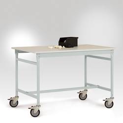 Manuflex LB4063.7035 ESD Odkládací stolek ESD ZÁKLADNÍ mobilně se kaučuk stolní deska ve světle šedá RAL 7035, Šxhxv: 1500 x 800 x 850 mm šedobílá (RAL 7035)