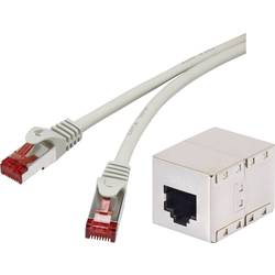 Renkforce RF-3829252 RJ45 síťové kabely, propojovací kabely CAT 6A S/FTP 0.50 m šedá s ochranou, samozhášecí 1 ks