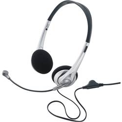 Renkforce Počítače Sluchátka On Ear kabelová stereo černá, stříbrná regulace hlasitosti