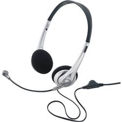 Renkforce Sluchátka On Ear kabelová stereo černá, stříbrná regulace hlasitosti Počítače