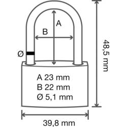 Sygonix SY-5045284 visací zámek 39.8 mm částečně se stejným uzavíráním zlatožlutá na klíč