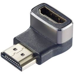 SpeaKa Professional SP-11306836 HDMI adaptér [1x HDMI zástrčka - 1x HDMI zásuvka] černá, stříbrná UHD 8K @ 60 Hz, UHD 4K @ 120 Hz 90° zatočeno dolů