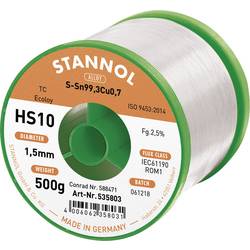 Stannol HS10 2510 bezolovnatý pájecí cín cívka Sn99,3Cu0,7 ROM1 500 g 1.5 mm