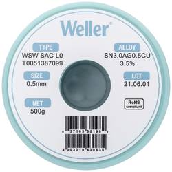 Weller WSW SAC L0 bezolovnatý pájecí cín cívka Sn3,0Ag0,5Cu 500 g 0.5 mm