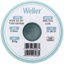 Weller WSW SC M1 bezolovnatý pájecí cín cívka Sn0,7Cu 500 g 0.8 mm