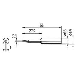 Ersa 0832KDLF pájecí hrot dlátový, prodloužený Velikost hrotů 2.2 mm Obsah 1 ks