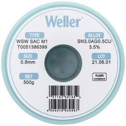 Weller WSW SAC M1 bezolovnatý pájecí cín cívka Sn3,0Ag0,5Cu 500 g 0.8 mm