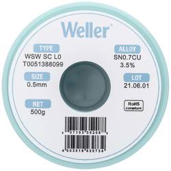 Weller WSW SC L0 bezolovnatý pájecí cín cívka Sn0,7Cu 500 g 0.5 mm