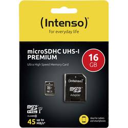 Intenso Premium paměťová karta microSDHC 16 GB Class 10, UHS-I vč. SD adaptéru