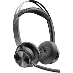 POLY VOYAGER FOCUS 2 telefon Sluchátka On Ear Bluetooth®, kabelová stereo černá Redukce šumu mikrofonu, Potlačení hluku regulace hlasitosti, Vypnutí zvuku