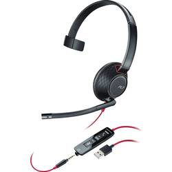 Plantronics BLACKWIRE 5210 telefon Sluchátka On Ear kabelová mono černá Redukce šumu mikrofonu, Potlačení hluku regulace hlasitosti, Vypnutí zvuku mikrofonu