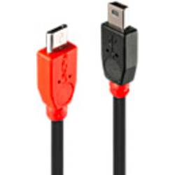 LINDY USB kabel USB 2.0 USB Micro-B zástrčka, USB Mini-B zástrčka 2.00 m černá s funkcí OTG 31719