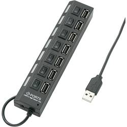 Renkforce 7 portů USB 2.0 hub lze spínat jednotlivě, se stavovými LED černá