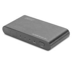 Digitus DS-45316 3 porty HDMI přepínač kovový ukazatel, UHD, s hliníkovým krytem, LED ukazatel, s dálkovým ovládáním 4096 x 2160 Pixel