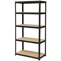 TOOLCRAFT TO-8689791 regál na těžké předměty, (š x v x h) 90 x 1.8 x 45 cm, kov, MDF, dřevěná podlaha, černá