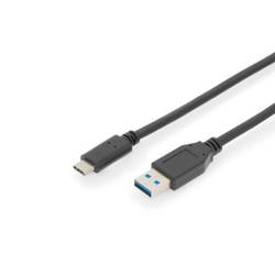 Digitus USB kabel USB 3.2 Gen1 USB-C ® zástrčka, USB-A zástrčka 1.00 m černá dvoužilový stíněný AK-300146-010-S