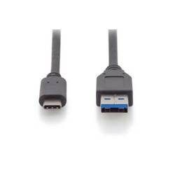 Digitus USB kabel USB 3.2 Gen1 USB-C ® zástrčka, USB-A zástrčka 1.00 m černá dvoužilový stíněný AK-300146-010-S
