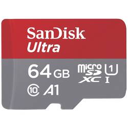SanDisk microSDXC Ultra 64GB (A1/UHS-I/Cl.10/140MB/s) + Adapter Mobile paměťová karta microSDXC 64 GB A1 Application Performance Class, UHS-Class 1