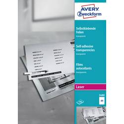 Avery-Zweckform Selbstklebefolie 3480 samolepicí fólie DIN A4 barevná laserová tiskárna, laserová tiskárna, barevná kopírka, kopírka transparentní 100 ks