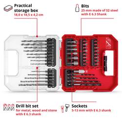 Einhell 109053 40dílná sada bitů a vrtáků kov, kámen, beton, dřevo, zdivo 3 mm, 4 mm, 5 mm, 6 mm, 8 mm