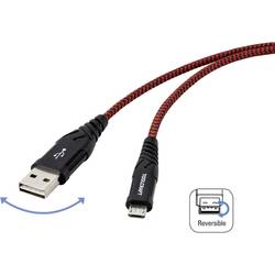 TOOLCRAFT USB kabel USB 2.0 USB-A zástrčka, USB-C ® zástrčka 1.00 m černá/červená extrémně odolné pletené stínění, oboustranně zapojitelná zástrčka TO-6872826