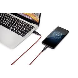 TOOLCRAFT USB kabel USB 2.0 USB-A zástrčka, USB-C ® zástrčka 2.00 m černá/červená extrémně odolné pletené stínění, oboustranně zapojitelná zástrčka TO-6872829
