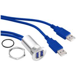 TRU COMPONENTS USB-13 Vestavná USB zásuvka zásuvka, vestavná 2x zásuvka USB A ⇔ 2x zástrčka USB A, s 60cm kabel Množství: 1 ks
