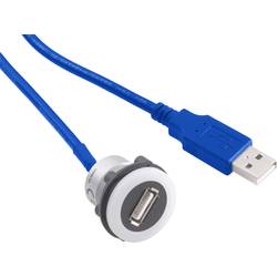 TRU COMPONENTS USB-12-BK Vestavná USB zásuvka zásuvka, vestavná Zásuvka USB A ⇔ zástrčka USB A, s 60cm kabel Množství: 1 ks