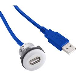 TRU COMPONENTS USB-12 Vestavná USB zásuvka zásuvka, vestavná Zásuvka USB A ⇔ zástrčka USB A, s 60cm kabel Množství: 1 ks