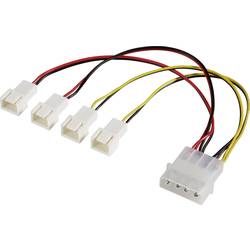 PC větrák Y kabel [4x zástrčka pro PC větrák 3pólová - 1x IDE proudová zástrčka 4pólová] 0.15 m černá, červená, žlutá Akasa