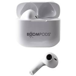 Boompods Bassline Compact špuntová sluchátka Bluetooth® bílá headset, personalizace zvuku, regulace hlasitosti, odolné vůči potu, dotykové ovládání