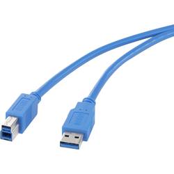 Renkforce USB kabel USB 3.2 Gen1 (USB 3.0 / USB 3.1 Gen1) USB-A zástrčka, USB-B zástrčka 0.50 m modrá pozlacené kontakty RF-4260498