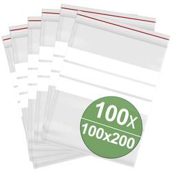 uzavíratelný sáček s popisnými štítky (š x v) 100 mm x 200 mm transparentní polyetylén