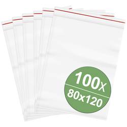 uzavíratelný sáček bez popisných štítků (š x v) 80 mm x 120 mm transparentní polyetylén