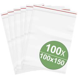 uzavíratelný sáček bez popisných štítků (š x v) 100 mm x 150 mm transparentní polyetylén