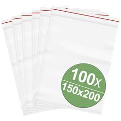 uzavíratelný sáček bez popisných štítků (š x v) 150 mm x 200 mm transparentní polyetylén