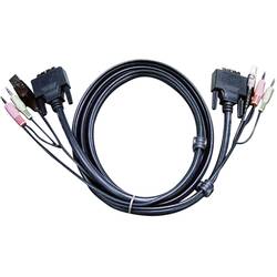 ATEN KVM kabel [2x jack zástrčka 3,5 mm, DVI zástrčka 24+1pólová, USB 2.0 zástrčka A - 2x jack zástrčka 3,5 mm, DVI zástrčka 24+1pólová, USB 2.0 zástrčka B]