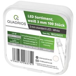 Quadrios sada LED přírodní bílá kulatý 3 mm 9000 mcd 25 ° 20 mA 3.0 V Box