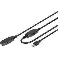 Digitus USB kabel USB 3.2 Gen1 (USB 3.0 / USB 3.1 Gen1) USB-A zástrčka, USB-A zásuvka 20.00 m černá stíněný, dvoužilový stíněný DA-73107